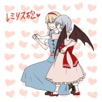  alice_margatroid bat_wings blonde_hair blue_eyes blue_hair boots capelet hairband height_difference mary_janes multiple_girls pointy_ears red_eyes remilia_scarlet shoes short_hair torinone touhou wings 