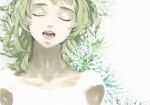  green_hair gumi portrait singing vocaloid white white_background 