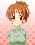  brown_eyes brown_hair hirasawa_ui k-on! ponytail short_hair smile sweater 