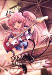  guitar instrument jumping long_hair pink_eyes pink_hair school_uniform serafuku sumisuzu thigh_strap yui_(angel_beats!) 