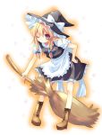  bad_id bent_over blonde_hair bow braid broom hair_bow hand_on_hip hat kirisame_marisa kosuzume long_hair solo star touhou wink witch_hat yellow_eyes 