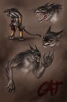  alice_in_wonderland animal_ears armor cat cat_ears cheshire_cat claws collar evil evil_grin evil_smile fangs fur gauntlets grey_hair grin highres monster_girl muscle niki_hunter paws roaring saliva smile snarl spikes tail teeth tongue waving werecat whiskers yellow_eyes 