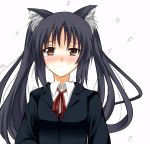  black_hair brown_eyes cat_ears k-on! kamemasa long_hair nakano_azusa school_uniform tears twintails 