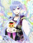  blue_hair candy choker halloween highres long_hair original purple_eyes smile solo star violet_eyes witch wool_(kurokrkr) 