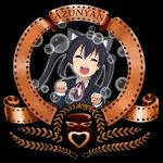  black_hair cat_ears cat_pose closed_eyes k-on! logo long_hair lowres marsh_(artist) metro-goldwyn-mayer mgm nakano_azusa parody paw_pose school_uniform twintails 