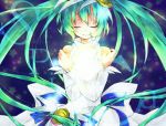  closed_eyes crossed_arms dress green_hair hatsune_miku long_hair solo spica_(vocaloid) spicaboy twintails very_long_hair vocaloid 