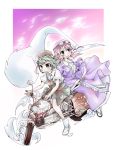  helmet highres konpaku_youmu konpaku_youmu_(ghost) kurotaru motor_vehicle motorcycle multiple_girls myon saigyouji_yuyuko touhou vehicle 