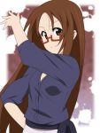  brown_eyes brown_hair glasses ikari_manatsu k-on! long_hair nodoka_glasses red-framed_glasses semi-rimless_glasses under-rim_glasses yamanaka_sawako 