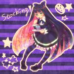  candy eating eisuu food fork long_hair multicolored_eyes multicolored_hair panty_&amp;_stocking_with_garterbelt shoes solo star stocking_(character) stocking_(psg) striped striped_legwear striped_thighhighs sweets thigh-highs thighhighs two-tone_hair 