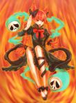  bad_hands bad_id braid cat_ears cat_tail fangs highres kaenbyou_rin long_hair m55 multiple_tails red_eyes red_hair redhead skull solo tail touhou twintails 
