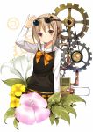  flower gears goggles goggles_on_head highres koi_(koisan) original school_uniform solo steampunk 