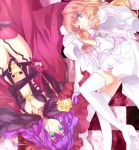  blue_eyes boots breasts dual_persona long_hair macross macross_frontier macross_frontier:_itsuwari_no_utahime macross_frontier:_the_false_diva purple_hair sheryl_nome thigh-highs thigh_boots thighhighs wink xayux 