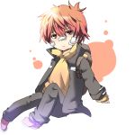  -_- band_aids chibi hoodie katekyo_hitman_reborn kozato_enma red_eyes redhead sitting 