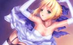  blonde_hair dress fate/stay_night garter gloves green_eyes saber thigh-highs 