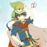  blonde_hair blue_eyes blue_hair cape fire_emblem fire_emblem:_souen_no_kiseki headband ike link musical_note smile super_smash_bros. the_legend_of_zelda toon_link wind_waker 