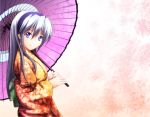  clannad grey_hair hairband highres japanese_clothes kimono long_hair oriental_umbrella sakagami_tomoyo smile solo umbrella yuki_shizuku 