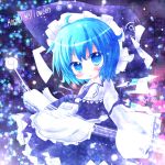  blue_eyes blue_hair blush cirno cosplay halloween hat kirisame_marisa kirisame_marisa_(cosplay) short_hair solo star touhou witch_hat yuya_(minus-k) yuya_(pixiv) 