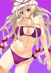  bikini blonde_hair blush breasts hat long_hair purple_eyes ribbon shie smile solo swimsuit touhou violet_eyes yakumo_yukari 