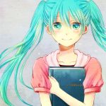  blush book happy_tears hatsune_miku long_hair looking_at_viewer mina_m smile tears twintails vocaloid 