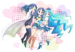  blue_eyes blue_hair cure_marine cure_marine_mirage dark_persona heart heartcatch_precure! kurumi_erika long_hair magical_girl multiple_girls multiple_persona oota precure thighhighs 