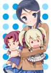  character_doll hug idolmaster idolmaster_dearly_stars mizutani_eri nokia_(harusion) ozaki_reiko smile stuffed_toy suzuki_ayane 