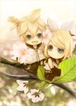  chibi flower kagamine_len kagamine_rin leaf miniboy minigirl siblings soriku twins vocaloid 