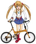  belt bicycle boots detached_sleeves higedandei rikka_(baby_princess) twintails wink 