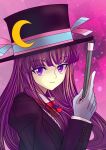  gloves hat highres magician pant_suit patchouli_knowledge purple purple_eyes purple_hair rsk smile solo suit top_hat touhou wand 