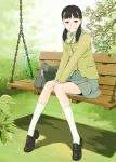  branch code49 ghost leaf nanahime_(aoi) original scarf school_uniform sitting skirt smile solo swing transparent tree 