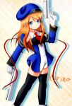  blazblue blue_eyes cosplay gun hair_ornament hairclip hat highres kousaka_kirino noel_vermillion noel_vermillion_(cosplay) orange_hair ore_no_imouto_ga_konna_ni_kawaii_wake_ga_nai solo thighhighs weapon 