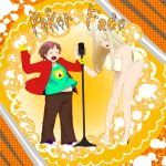  &gt;_&lt; bear belly bow braid closed_eyes eric_cartman gloves high_heels jacket lady_gaga long_hair microphone navel open_mouth pants plump pointing shoes singing south_park 