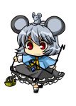  basket capelet chibi dowsing_rod grey_hair jewelry mouse mouse_ears mouse_tail nazrin pendant red_eyes simple_background socha solo tail touhou transparent_background 