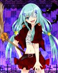   bandages bat belt blue_eyes blue_hair cross dress halloween katekyo_hitman_reborn midriff smile twintails  