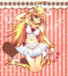  :d ahoge ankle_lace-up armband bad_id blonde_hair blue_eyes cross-laced_footwear earrings halo jewelry kneeling long_hair midriff navel panties panty_&amp;_stocking_with_garterbelt panty_(character) panty_(psg) rioka shoes skirt smile solo tongue underwear winged_shoes 