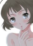  androgynous blush brown_eyes brown_hair idolmaster idolmaster_dearly_stars nokia_(harusion) nude 