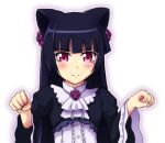  animal_ears bad_id bangs black_hair blunt_bangs blush cat_ears cat_pose dress gokou_ruri gothic_lolita kemonomimi_mode kyouma09 lolita_fashion long_hair mole ore_no_imouto_ga_konna_ni_kawaii_wake_ga_nai paw_pose red_eyes shigarami_kyouma solo 