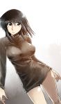  black_hair breasts cleavage cosaten highres school_rumble solo suou_mikoto sweater taut_shirt 