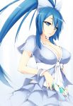  blue blue_eyes bracelet breasts character_request cleavage dean hair_ribbon highres jewelry long_hair ribbon skirt solo 