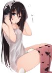  1girl black_hair blue_eyes cat_print drying_hair long_hair naked_towel netarou simple_background solo towel white_background yahari_ore_no_seishun_lovecome_wa_machigatteiru. yukinoshita_yukino 