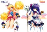  blonde_hair cheerleader chibi hayama_tatsukichi isurugi_mio maid mm! ohara_tometa onigawara_michiru purple_hair qp:flapper sakura_koharu stockings thigh-highs trap white 