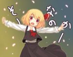  :o ascot blonde_hair blush cravat fang hair_ribbon is_that_so komone_ushio open_mouth outstretched_arms red_eyes ribbon rumia solo spread_arms touhou 