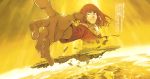  epic fiamma_of_the_right foreshortening haimura_kiyotaka hands highres official_art outstretched_arm red_hair redhead robe sky smile solo to_aru_majutsu_no_index translated yellow_eyes 