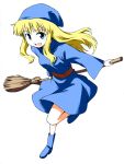  blonde_hair blue_eyes boots broom dress hat puyopuyo witch witch_(puyopuyo) 