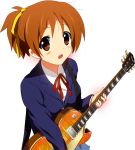  brown_hair guitar highres hirasawa_ui instrument k-on! oyu_no_kaori ponytail school_uniform short_hair transparent_background 