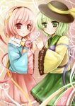  green_hair hat komeiji_koishi komeiji_satori nikoo pink_hair red_eyes siblings sisters touhou 