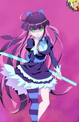  aqua_eyes blonde_hair blue_eyes blue_hair kawasaki_kazuhiko long_hair multiple_girls panty_&amp;_stocking_with_garterbelt panty_(character) panty_(psg) stocking_(character) stocking_(psg) striped striped_legwear striped_thighhighs thigh-highs thighhighs 