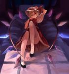  blonde_hair flandre_scarlet hat heart heart_wings looking_at_viewer lying on_back ponytail pumps red_eyes short_hair side_ponytail solo thigh-highs thighhighs touhou white_legwear white_thighhighs wings yasumo_(kuusouorbital) 