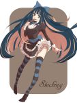  blue_hair bow dress hair_bow layla_(coco&amp;chic) long_hair panty_&amp;_stocking_with_garterbelt popsicle smile solo stocking_(character) stocking_(psg) striped striped_legwear striped_thighhighs thigh-highs thighhighs 