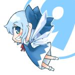  bad_id blue_eyes blue_hair blush_stickers bow chibi cirno grin hair_bow jingai_modoki smile solo touhou wings ⑨ 