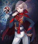  asa_(y-asa) cape communism finger_to_mouth hammer_and_sickle hand_on_hip military military_uniform original red_eyes russian short_twintails silver_hair solo soviet twintails uniform 